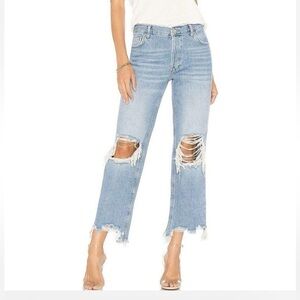 Free People Light Blue Distressed Ankle Jeans